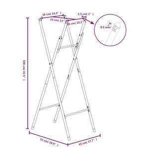 vidaXL Folding Bar Table Legs Silver 45x53x108 cm Galvanised Steel