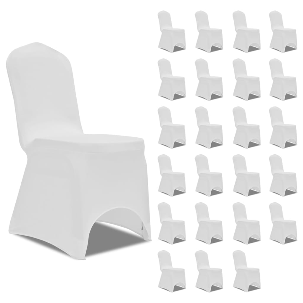 vidaXL Chair Cover Stretch White 24 pcs