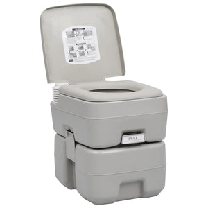 vidaXL Portable Camping Toilet Grey 20+10 L