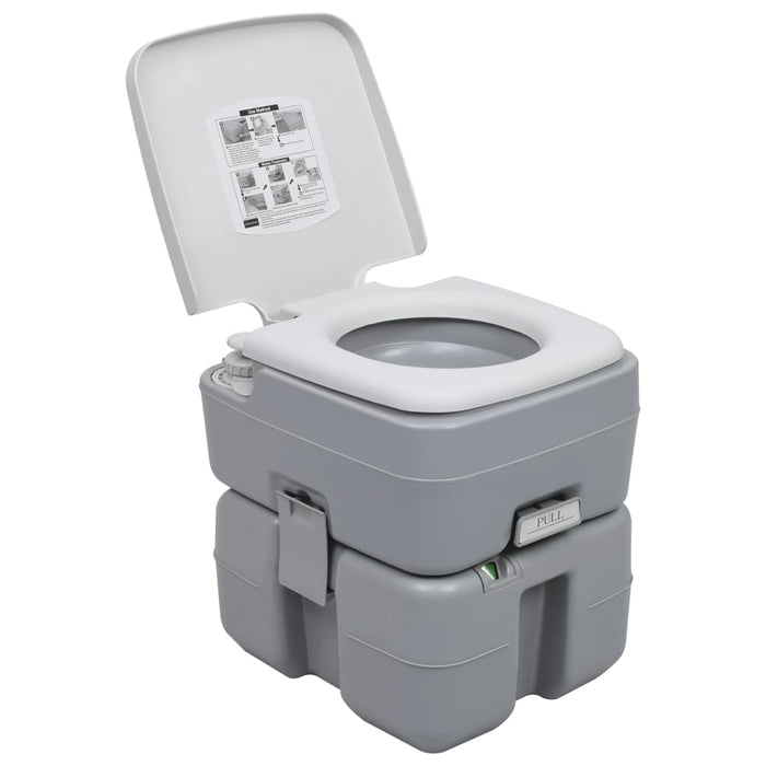 vidaXL Portable Camping Toilet Grey 20+10 L