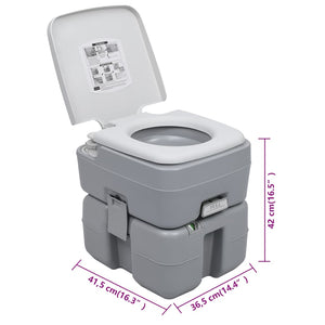 vidaXL Portable Camping Toilet Grey 20+10 L