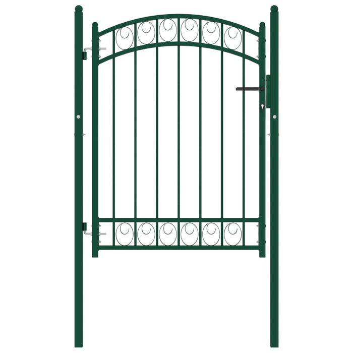 vidaXL Fence Gate with Arched Top Steel 100x125 cm Green