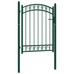 vidaXL Fence Gate with Arched Top Steel 100x125 cm Green