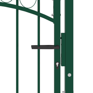 vidaXL Fence Gate with Arched Top Steel 100x125 cm Green