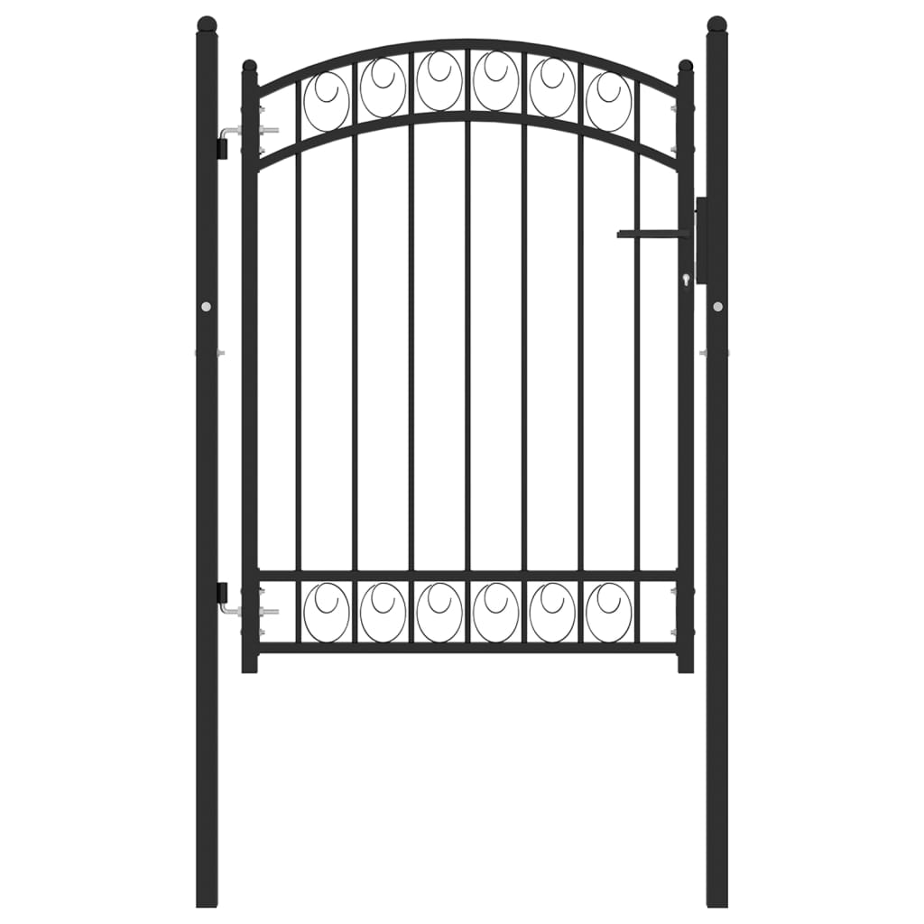 vidaXL Fence Gate with Arched Top Steel 100x125 cm Black