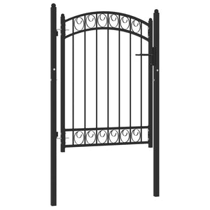 vidaXL Fence Gate with Arched Top Steel 100x125 cm Black