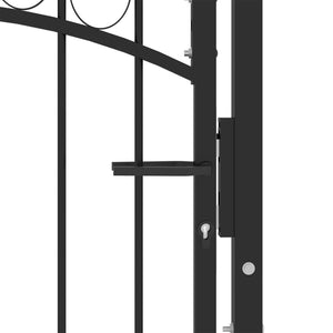 vidaXL Fence Gate with Arched Top Steel 100x125 cm Black