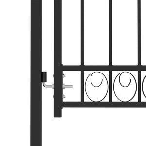 vidaXL Fence Gate with Arched Top Steel 100x125 cm Black