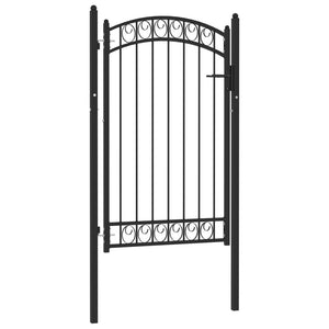 vidaXL Fence Gate with Arched Top Steel 100x150 cm Black