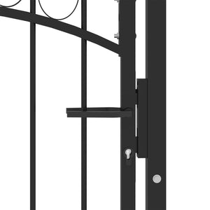 vidaXL Fence Gate with Arched Top Steel 100x150 cm Black