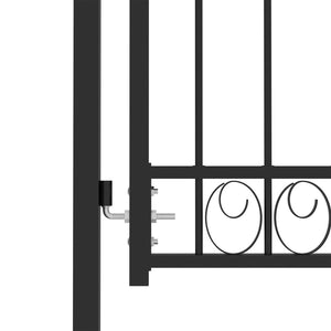 vidaXL Fence Gate with Arched Top Steel 100x150 cm Black