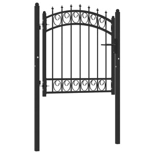 vidaXL Fence Gate with Spikes Steel 100x100 cm Black