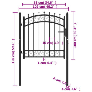 vidaXL Fence Gate with Spikes Steel 100x100 cm Black