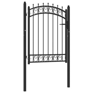 vidaXL Fence Gate with Spikes Steel 100x125 cm Black