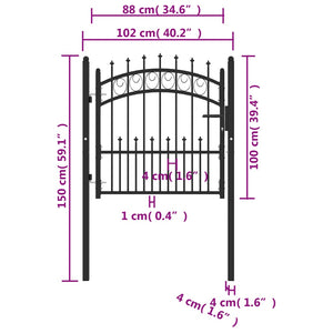 vidaXL Fence Gate with Spikes Steel 100x100 cm Black