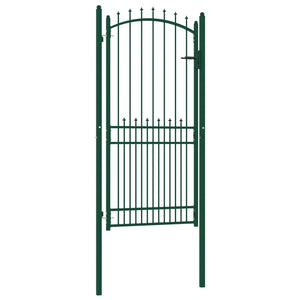 vidaXL Fence Gate with Spikes Steel 100x200 cm Green