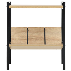 vidaXL 2-Layer Book Shelf Black and Oak 52x28x59 cm Engineered Wood