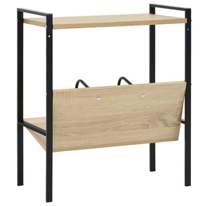 vidaXL 2-Layer Book Shelf Black and Oak 52x28x59 cm Engineered Wood