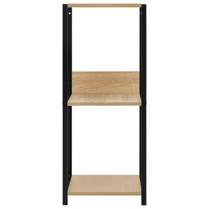 vidaXL Small Straight Book Shelf Black and Oak 33.5x39.6x79.7 cm Engineered Wood