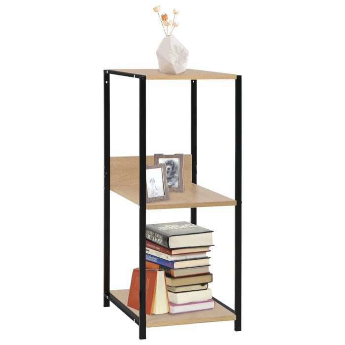 vidaXL Small Straight Book Shelf Black and Oak 33.5x39.6x79.7 cm Engineered Wood