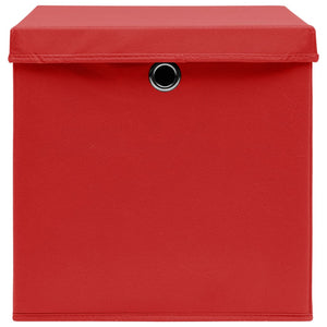 vidaXL Storage Boxes with Lids 4 pcs Red 32x32x32 cm Fabric