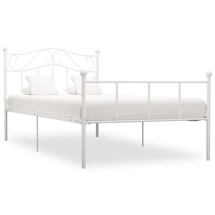 284516 vidaXL Bed Frame without Mattress White Metal 90x200 cm