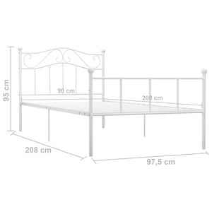 284516 vidaXL Bed Frame without Mattress White Metal 90x200 cm