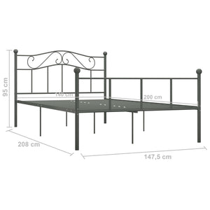 284533 vidaXL Bed Frame without Mattress Grey Metal 140x200 cm