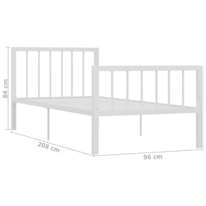 284562 vidaXL Bed Frame without Mattress White Metal 90x200 cm