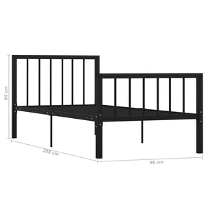 284568 vidaXL Bed Frame without Mattress Black Metal 90x200 cm