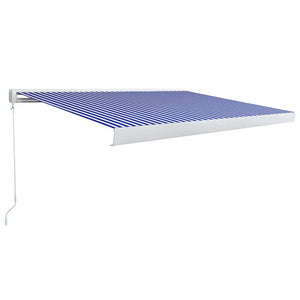 vidaXL Manual Cassette Awning 350x250 cm Blue and White