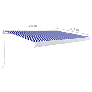 vidaXL Manual Cassette Awning 350x250 cm Blue and White