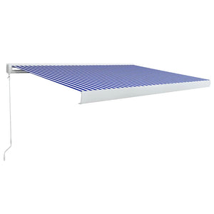 vidaXL Manual Cassette Awning 400x300 cm Blue and White