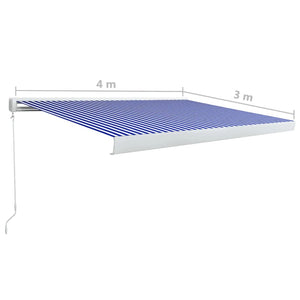 vidaXL Manual Cassette Awning 400x300 cm Blue and White