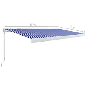 vidaXL Manual Cassette Awning 500x300 cm Blue and White