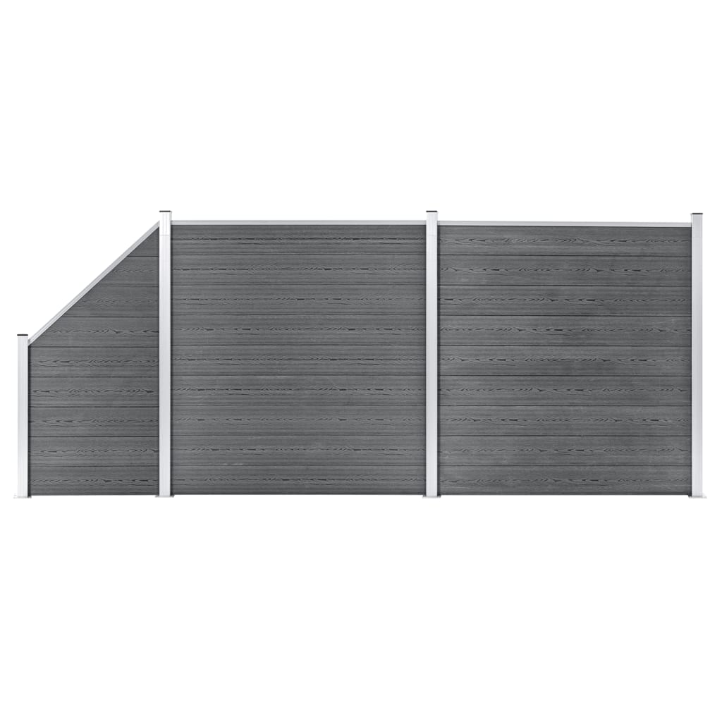 vidaXL WPC Fence Set 2 Square + 1 Slanted 446x186 cm Grey