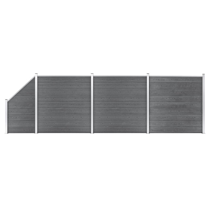 vidaXL WPC Fence Set 3 Square + 1 Slanted 619x186 cm Grey