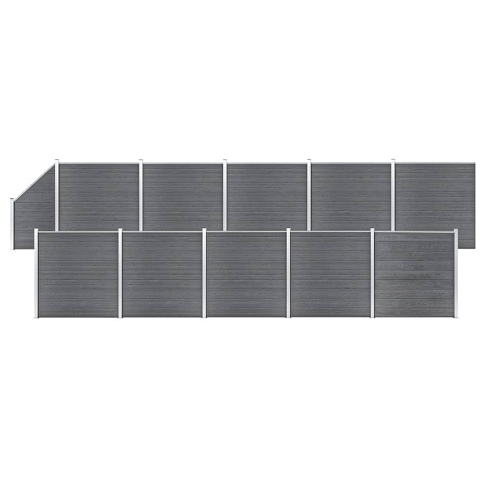 vidaXL WPC Fence Set 10 Square + 1 Slanted 1830x186 cm Grey