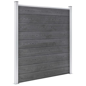 vidaXL WPC Fence Set 10 Square + 1 Slanted 1830x186 cm Grey