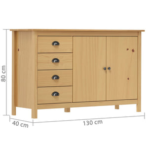 vidaXL Sideboard Hill Honey Brown 130x40x80 cm Solid Pine Wood