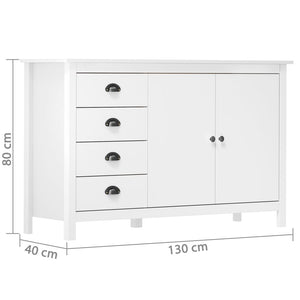 vidaXL Sideboard Hill White 130x40x80 cm Solid Pine Wood