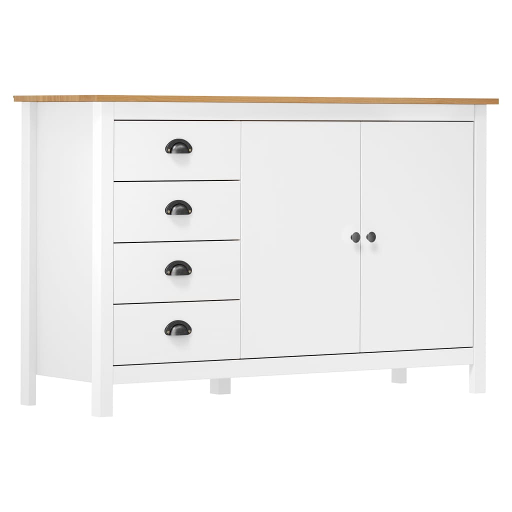 vidaXL Sideboard Hill White 130x40x80 cm Solid Pine Wood