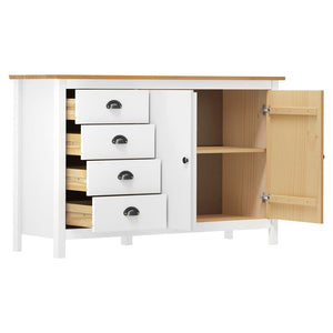 vidaXL Sideboard Hill White 130x40x80 cm Solid Pine Wood