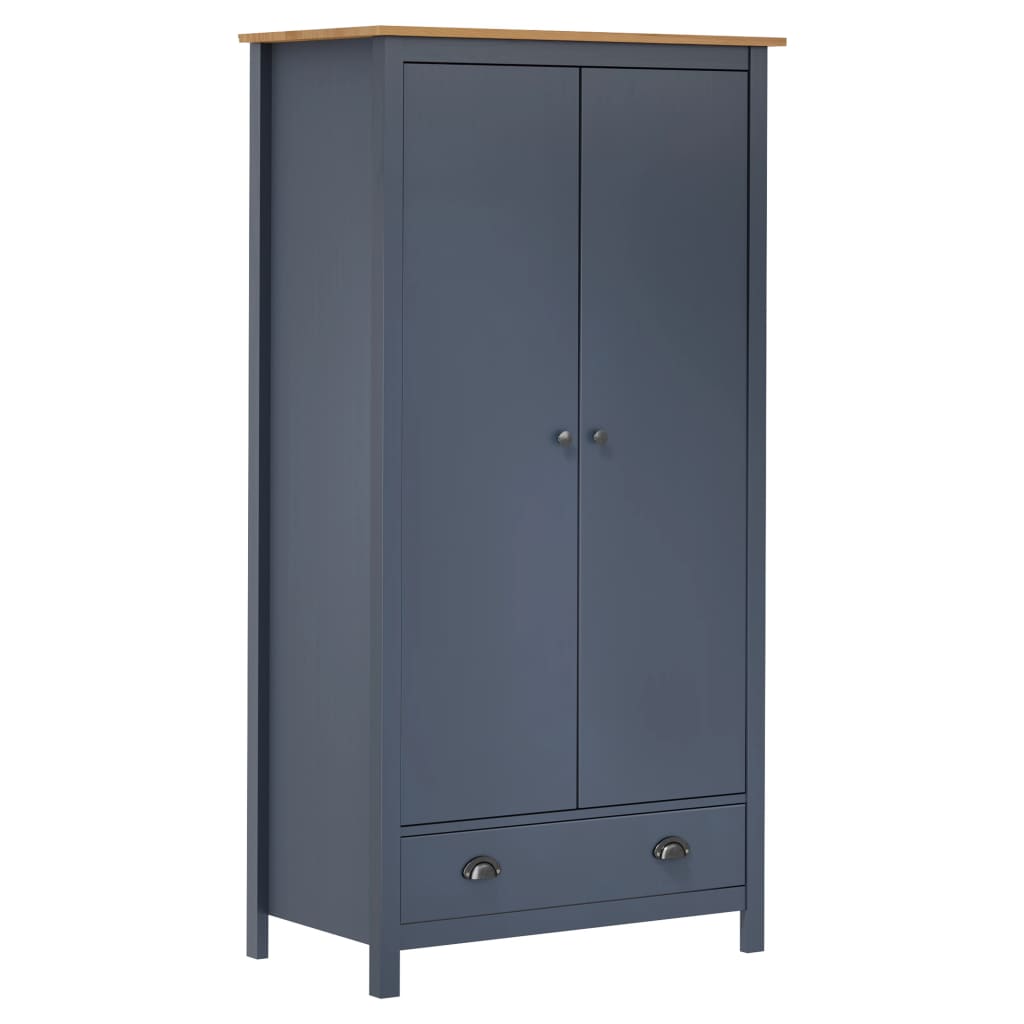 vidaXL 2-Door Wardrobe Hill Grey 89x50x170 cm Solid Pine Wood