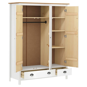 vidaXL 3-Door Wardrobe Hill White 127x50x170 cm Solid Pine Wood