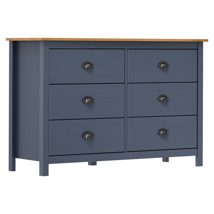 vidaXL Sideboard Hill Grey 125x40x80 cm Solid Pine Wood