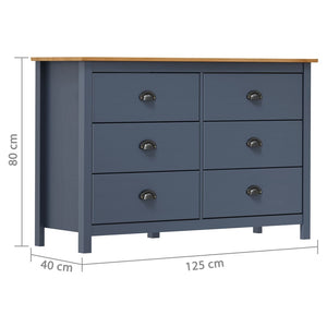 vidaXL Sideboard Hill Grey 125x40x80 cm Solid Pine Wood