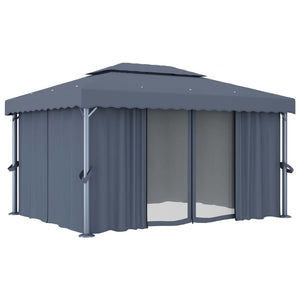 vidaXL Gazebo with Curtain 4x3 m Anthracite Aluminium