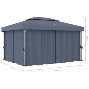 vidaXL Gazebo with Curtain 4x3 m Anthracite Aluminium