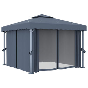 vidaXL Gazebo with Curtain 3x3 m Anthracite Aluminium